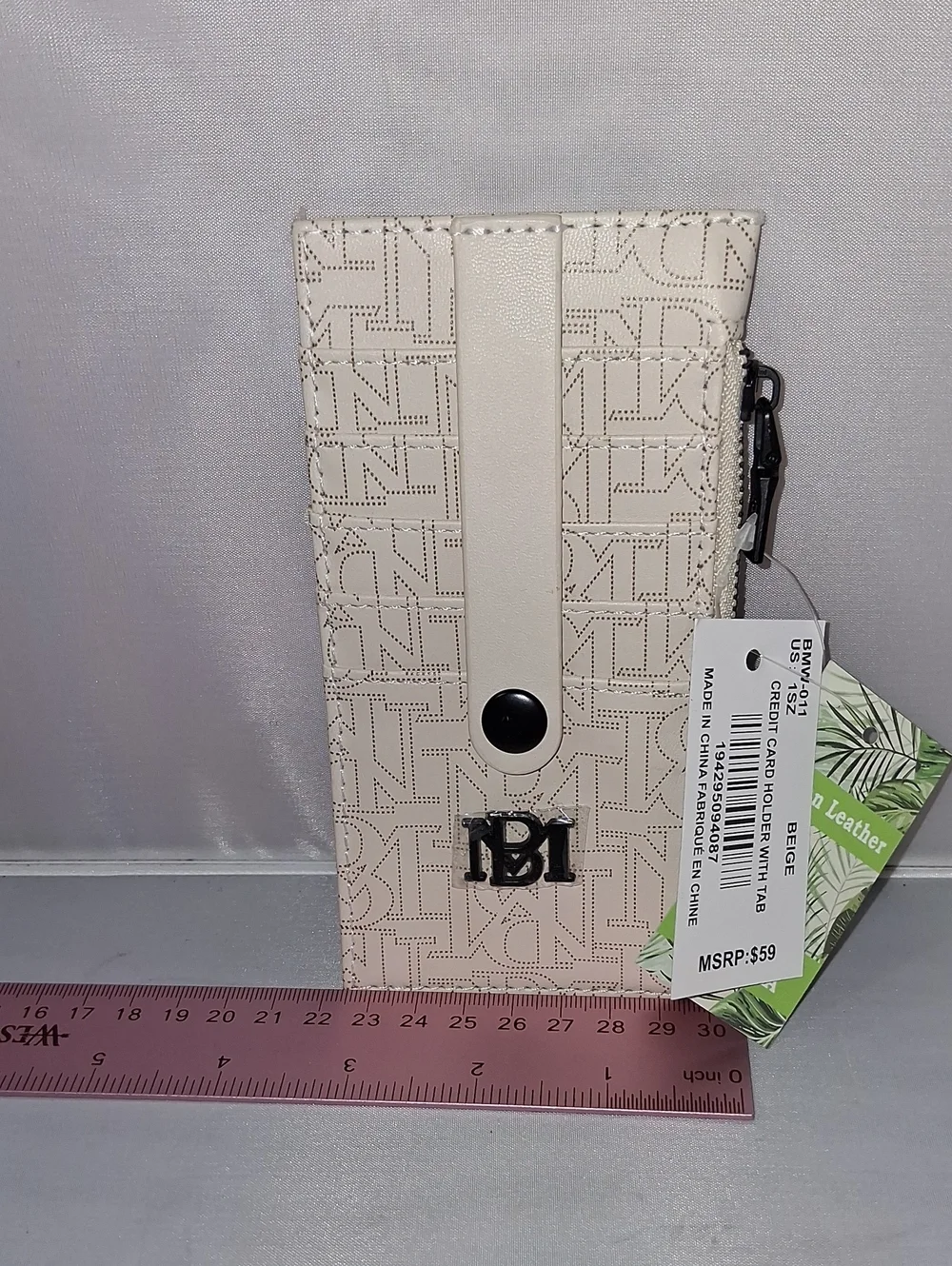 Badgley Mischka credit card holder with tab